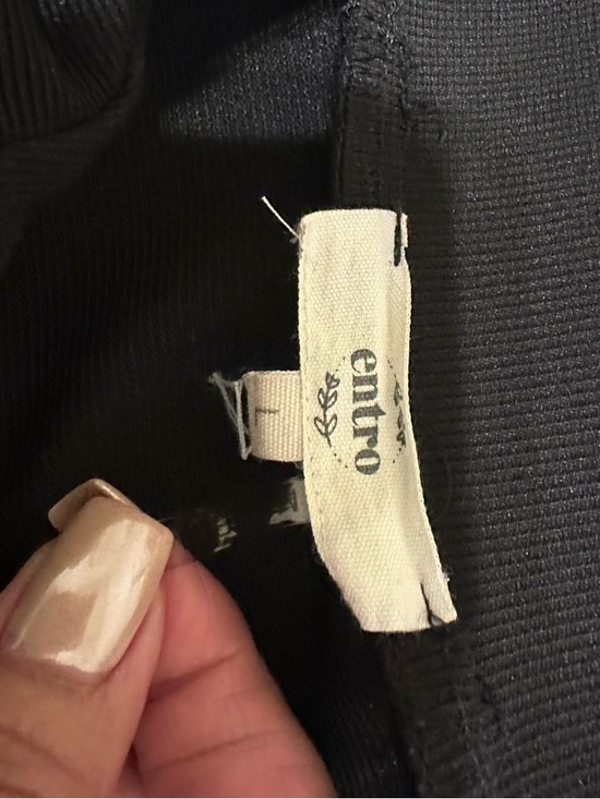 ENTRO Black Dress with White Ruffle Trim - Casual Half-Zip - Picture 3 of 3